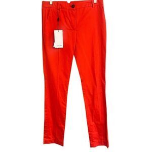 LACOSTE Woman’s  Pubion 100% Cotton Orange Straight Leg Trouser Pants Sz 4 NWT M